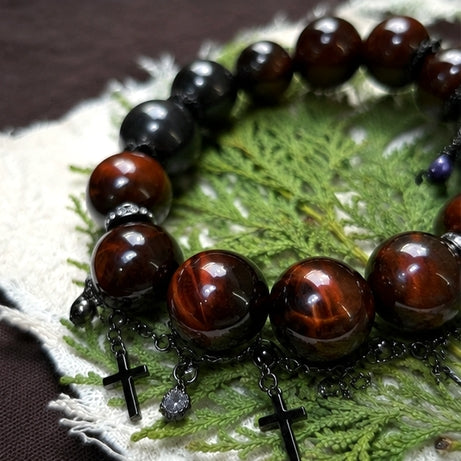 Guardian Stone – Red Tiger Eye & Obsidian Bracelet for Protection