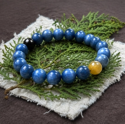 Moon Veil – Blue Crystal & Gold Mica & Silver Obsidian Crystal Bracelet