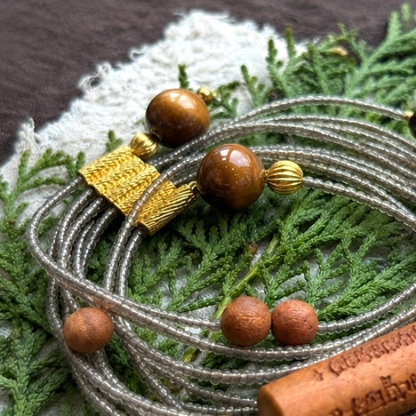 Evening Sound Reminiscence – Natural Smoky Quartz Seed Bead Multi-Wrap Bracelet
