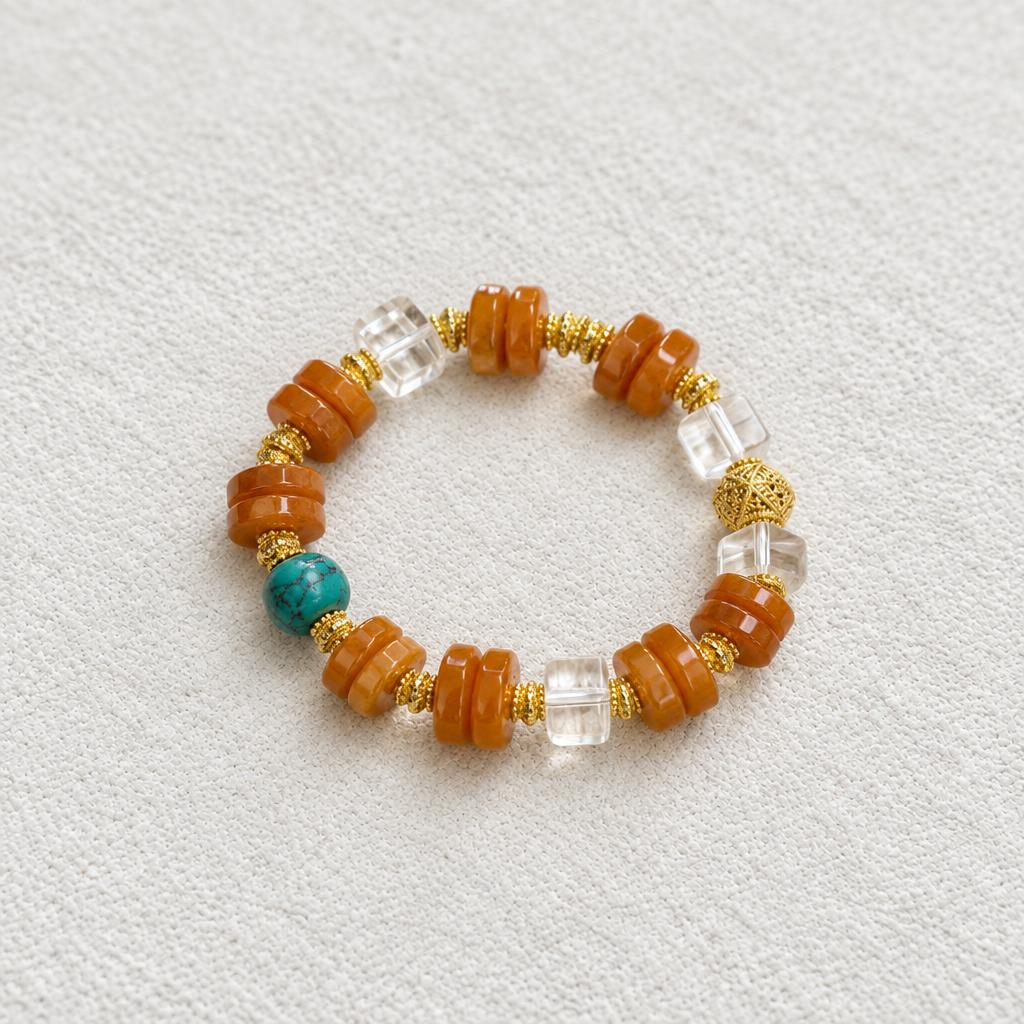 Autumn Fortune‑Amber‑Tone Disc‑Cut Crystal Bracelet