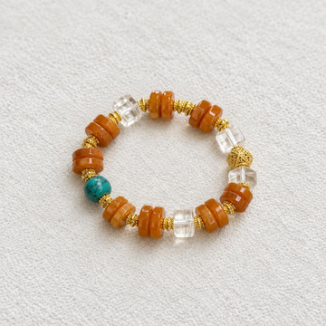 Autumn Fortune‑Amber‑Tone Disc‑Cut Crystal Bracelet