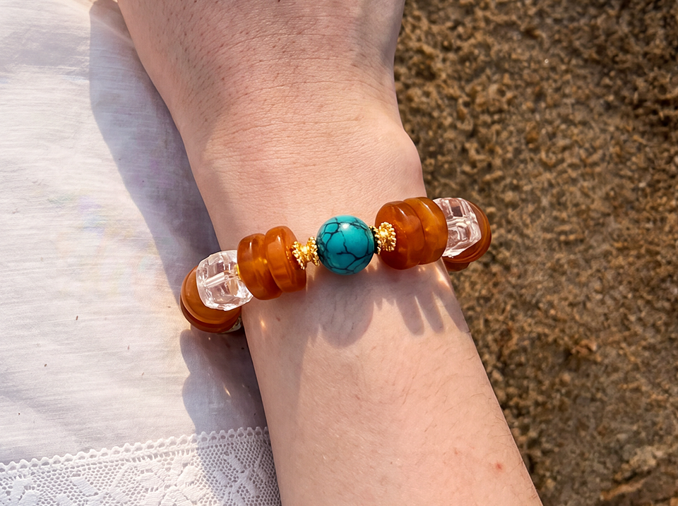 Autumn Fortune‑Amber‑Tone Disc‑Cut Crystal Bracelet