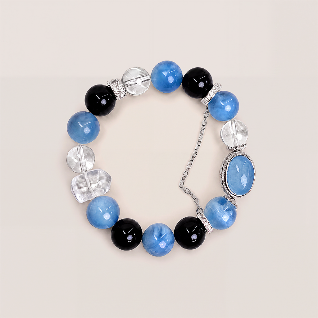 Awakened Clarity bracelet with blue, black and transparent beads