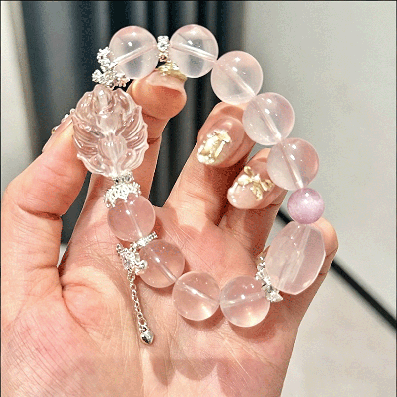 Blush Guardian – Pink & Clear Quartz Stretch Healing Bracelet – product image 2