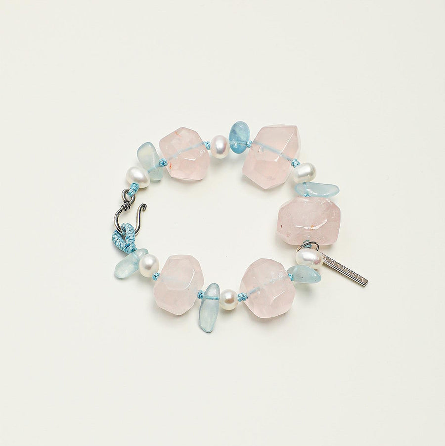 Blush Tapestry‑Rose Quartz Large Cut Chunk Bracelet