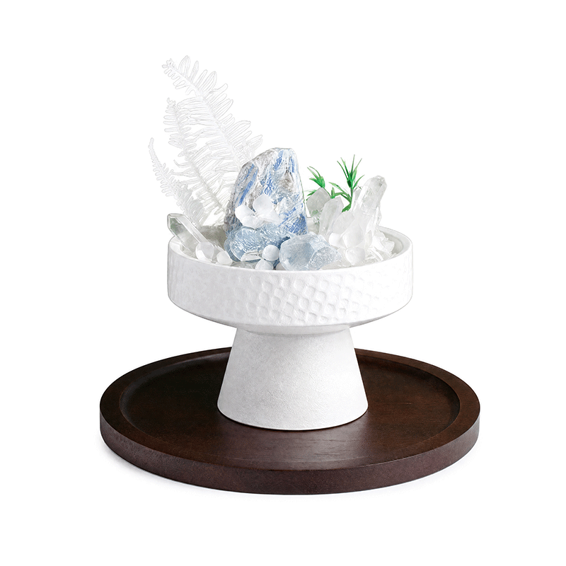 Frosted Sky DIY Celestial Blue & White Crystal Aroma Diffuser, Hammered White Bowl Table‑Top Kit