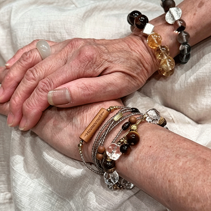Evening Sound Reminiscence – Natural Smoky Quartz Seed Bead Multi-Wrap Bracelet – thumbnail 2