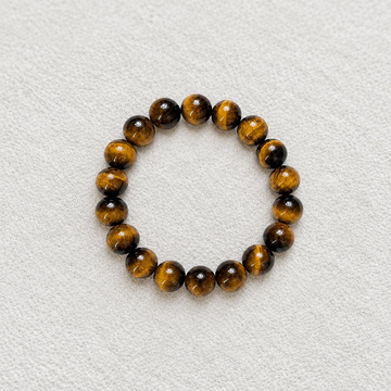 Golden Striker‑Tiger's Eye Round Bead Bracelet