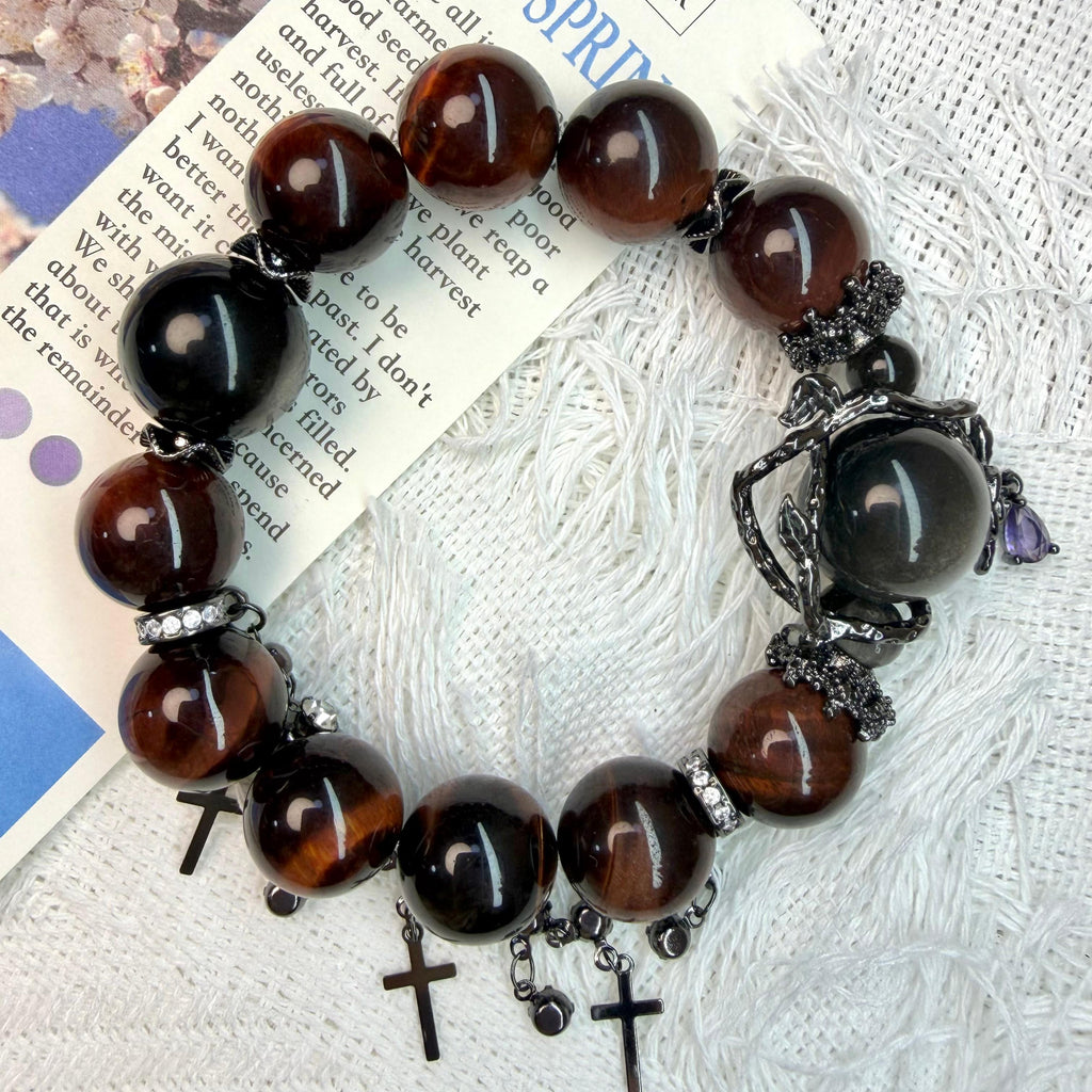 Guardian Stone – Red Tiger Eye & Obsidian Bracelet for Protection – thumbnail 2