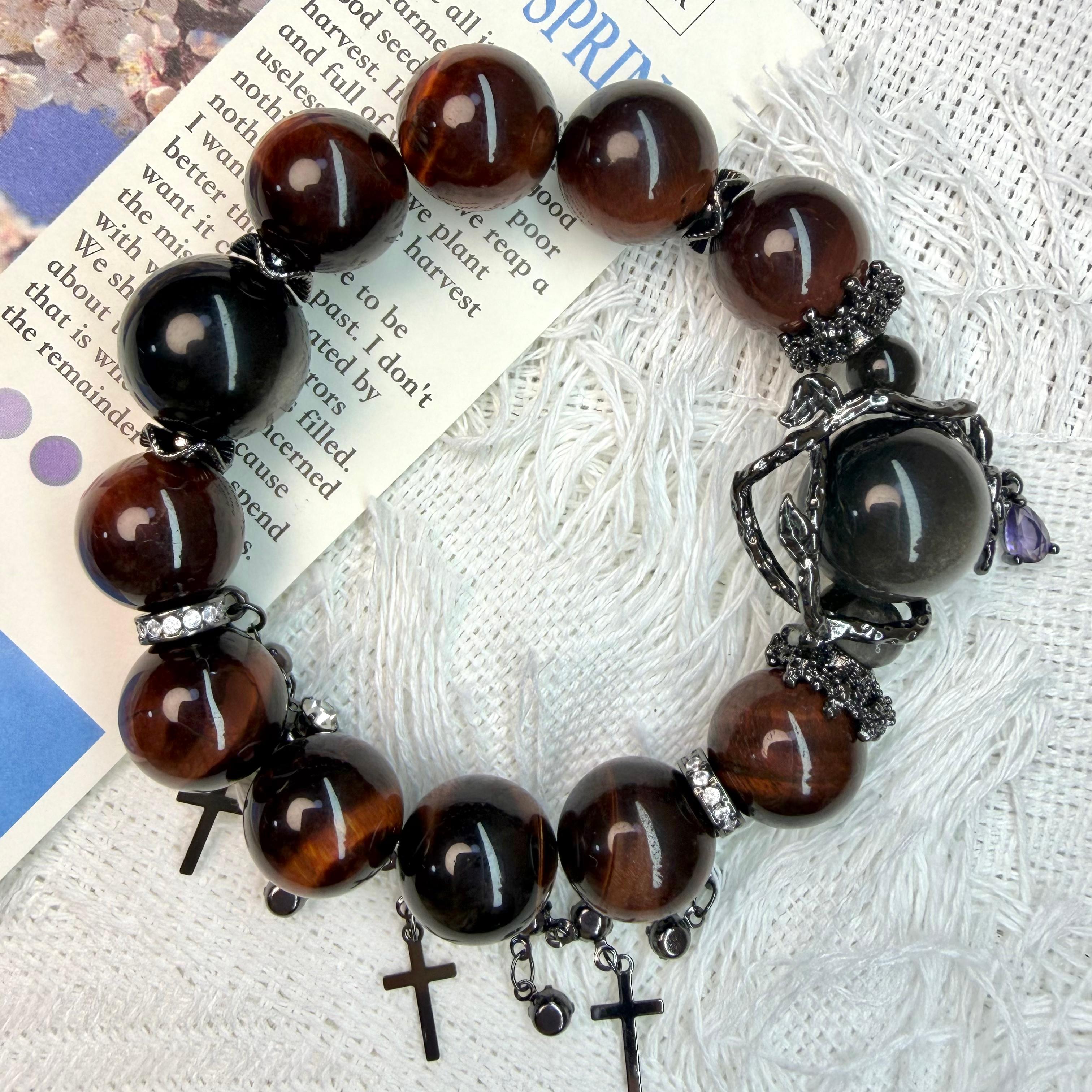 Guardian Stone – Red Tiger Eye & Obsidian Bracelet for Protection – product image 2