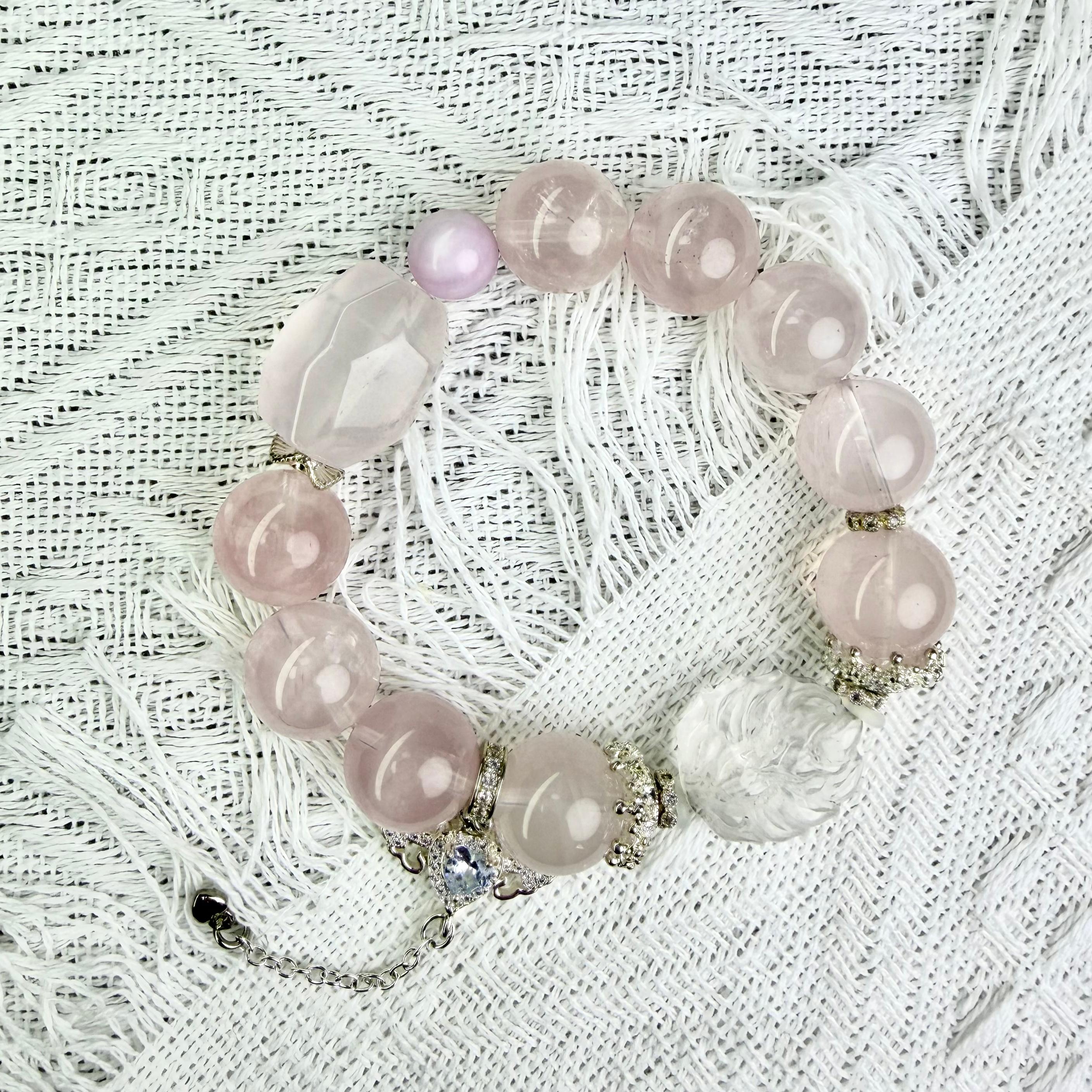 Love Code – Rose Quartz Crystal Bracelet for Romance Symbolism – product image 2