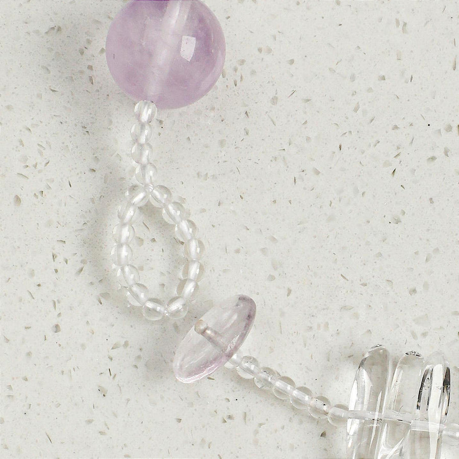 Lunar Haze‑Amethyst Moonstone Beadwork Bracelet