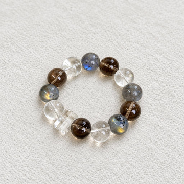 Moonglow Rise – Moonstone & Smoky Quartz Crystal Bracelet