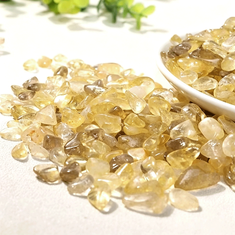 Natural Raw Citrine Crushed Stone, Loose Crystal Gravel For Craft & Altar Use