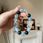 Ocean Calm – Aquamarine & Blue Tiger Eye & Clear Quartz Stretch Bracelet