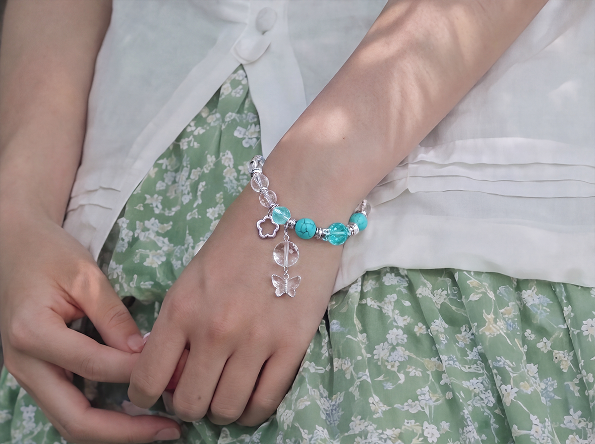 Ocean Breeze‑Aqua Marine Crystal Chain Bracelet