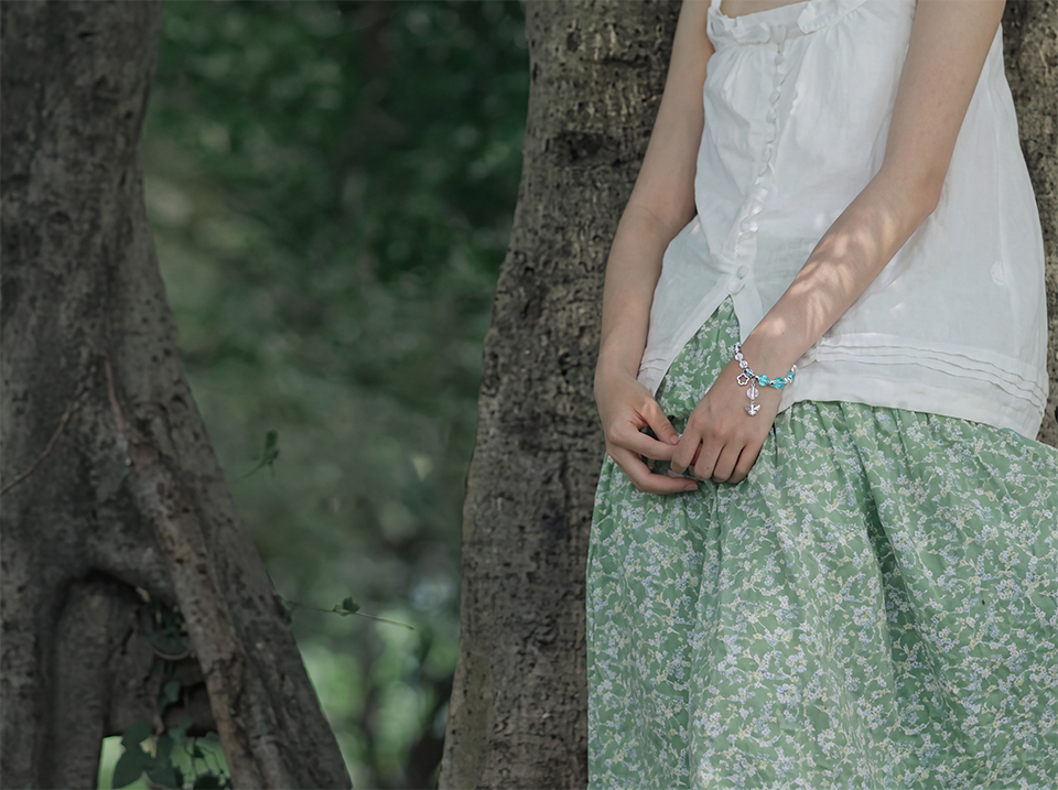 Ocean Breeze‑Aqua Marine Crystal Chain Bracelet
