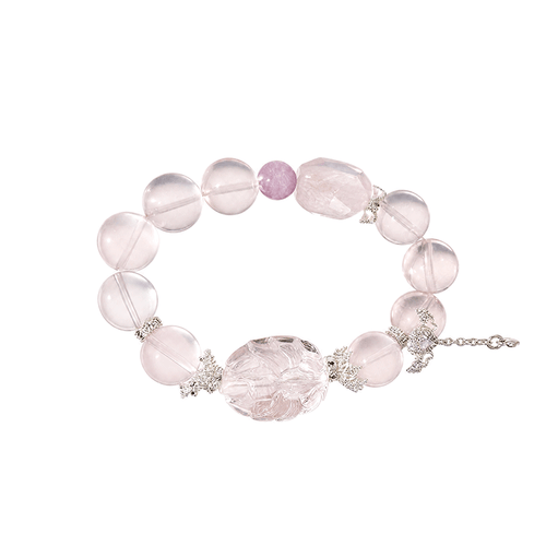 Blush Guardian – Pink & Clear Quartz Stretch Healing Bracelet