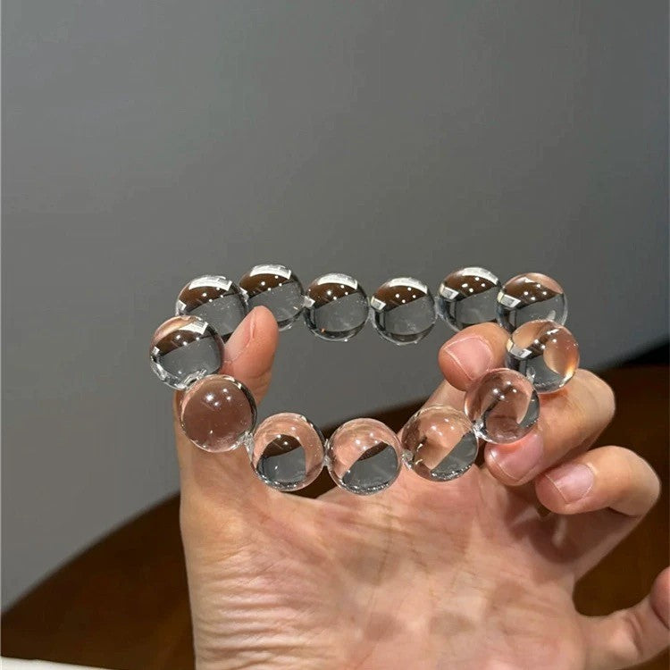 Pure Glow – Aa Grade Clear Quartz Bubble Bead Stretch Bracelet – product image 3