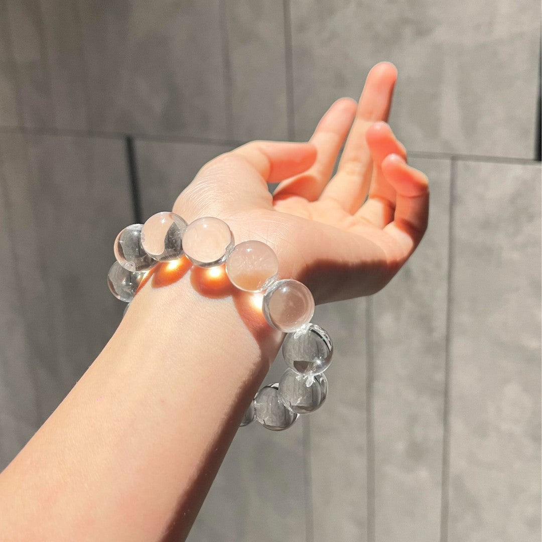 Pure Glow – Aa Grade Clear Quartz Bubble Bead Stretch Bracelet – product image 2