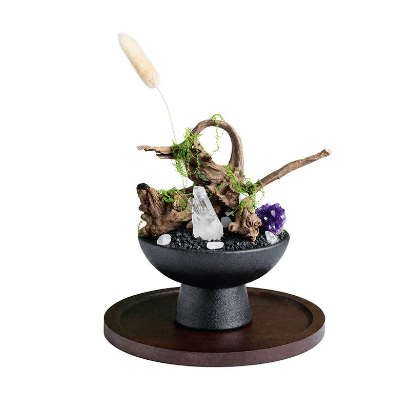 Wild Bloom DIY Raw Crystal & Moss Essential Oil Diffuser, Driftwood Table‑Top Kit