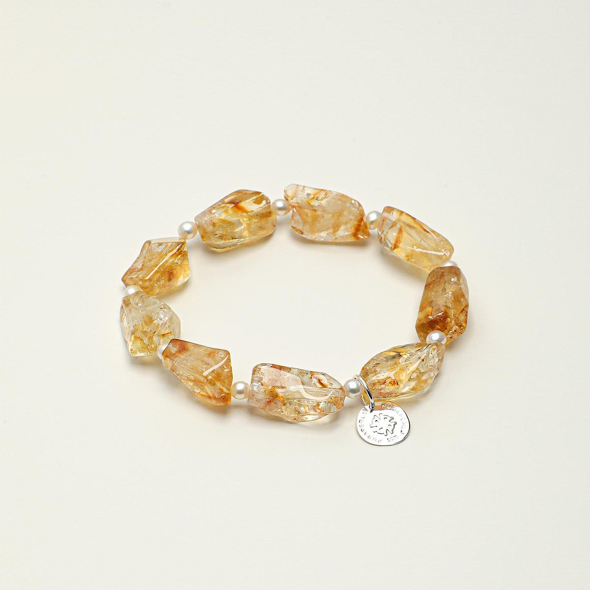Raw Facet‑Brazilian Citrine Tumbled Bead Bracelet
