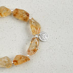 Raw Facet‑Brazilian Citrine Tumbled Bead Bracelet