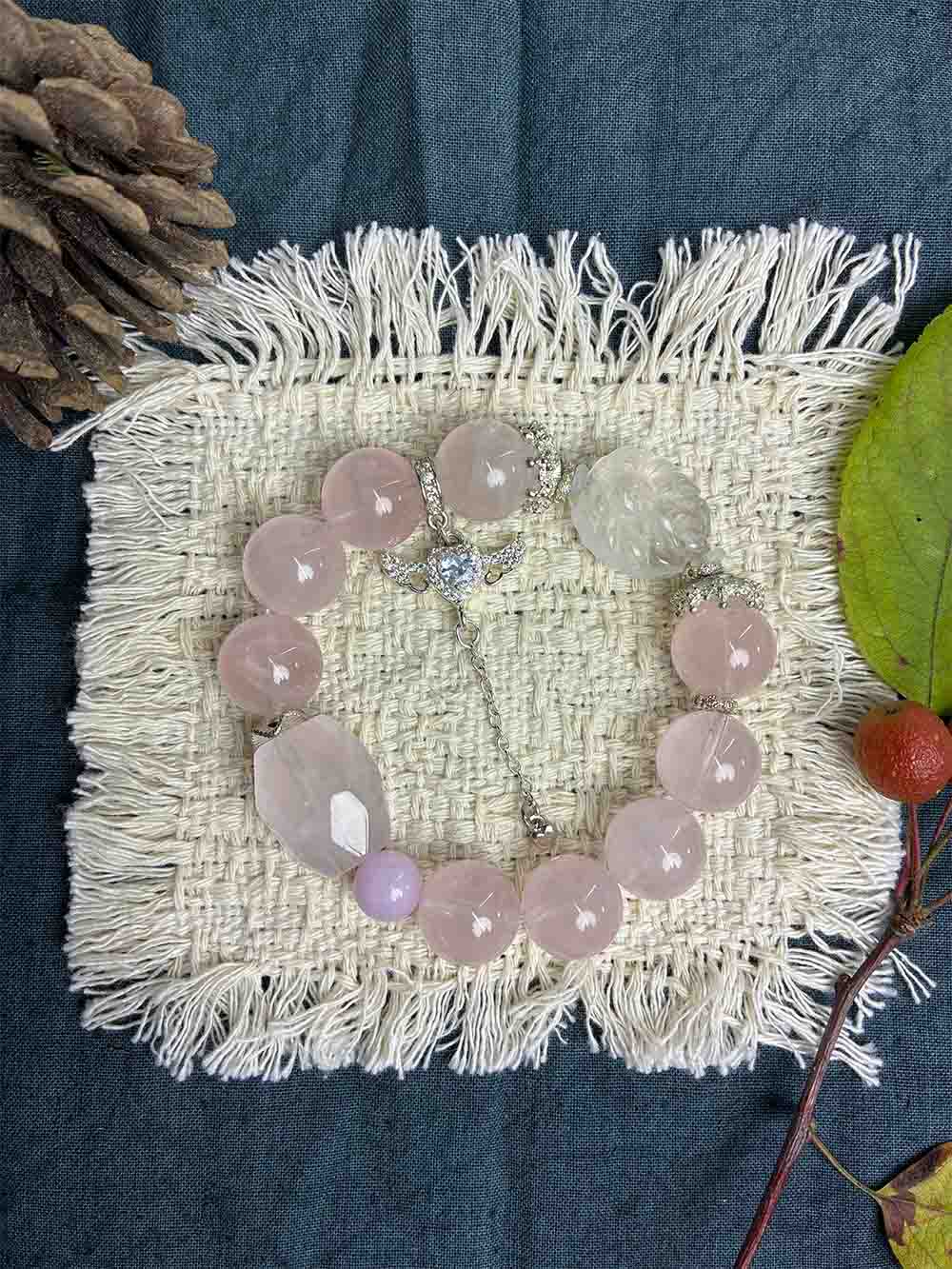 Love Code – Rose Quartz Crystal Bracelet for Romance Symbolism – thumbnail 1