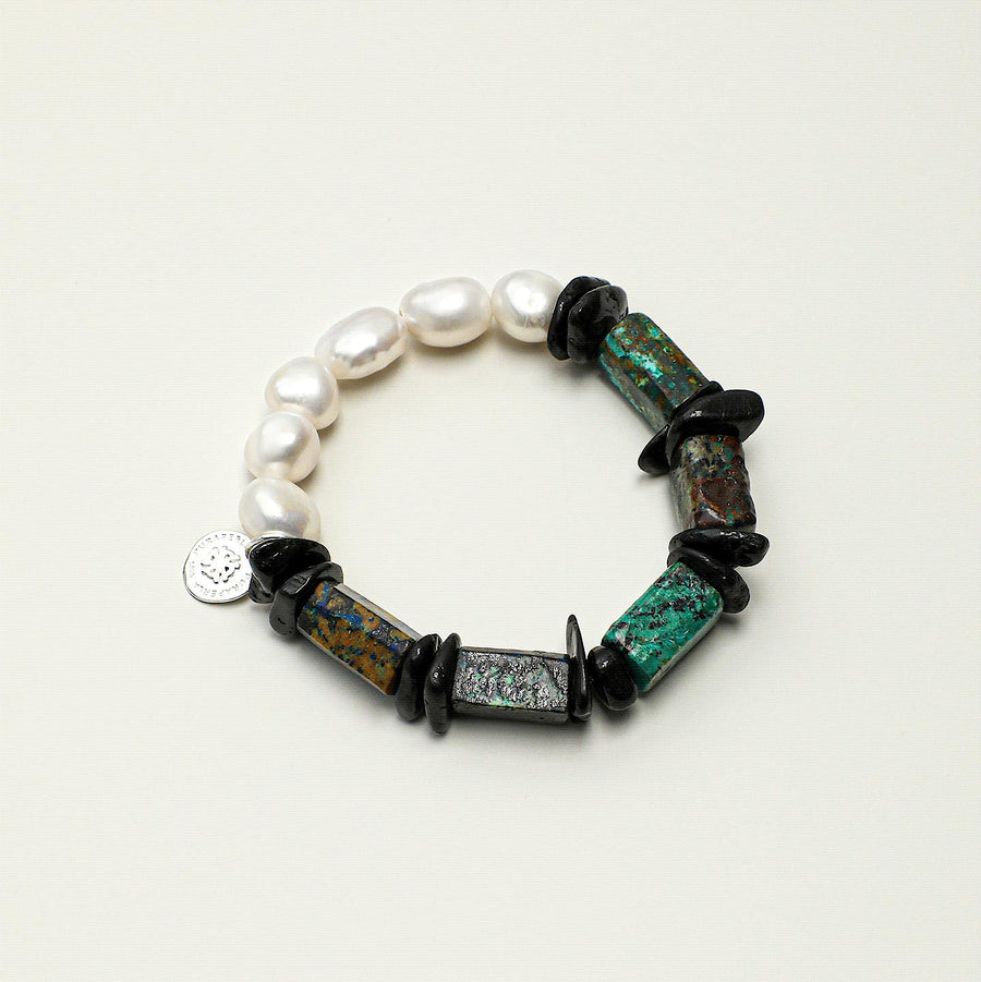 Rustic Tint‑Azurite Mixed Form Bead Bracelet