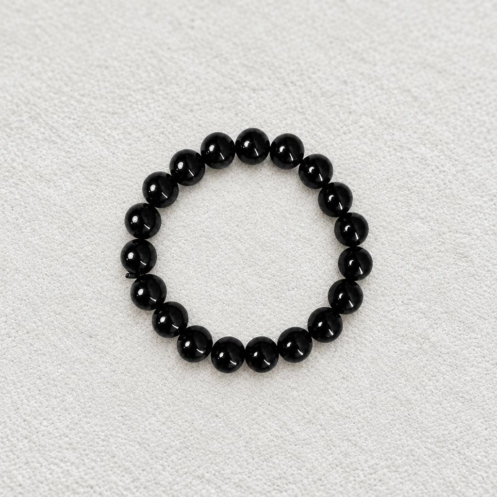 Shadow Guard‑Obsidian Round Bead Bracelet