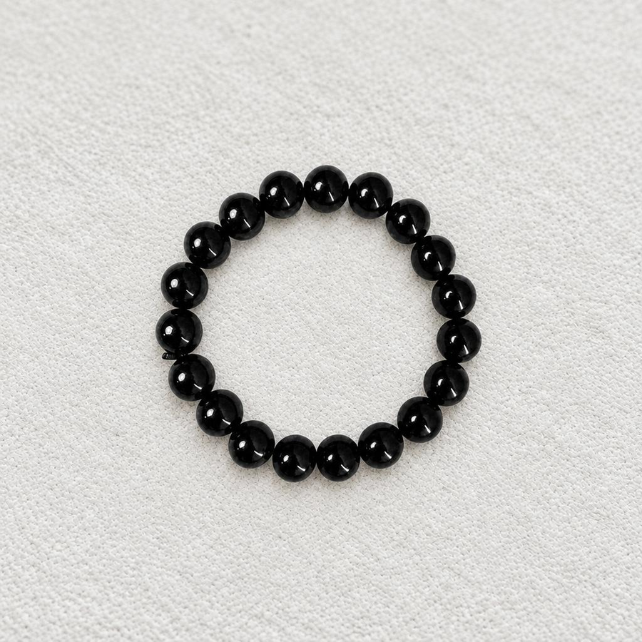 Shadow Guard‑Obsidian Round Bead Bracelet