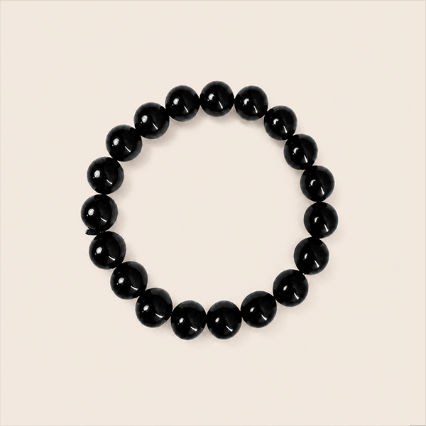 Shadow Guard‑Obsidian Round Bead Bracelet