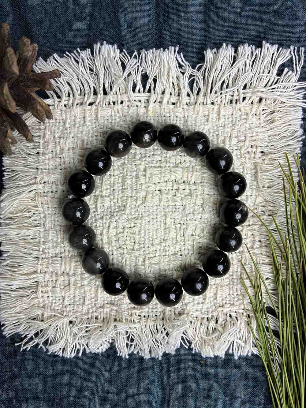 Insight Stone – Silver Obsidian Bracelet for Clarity & Intuition