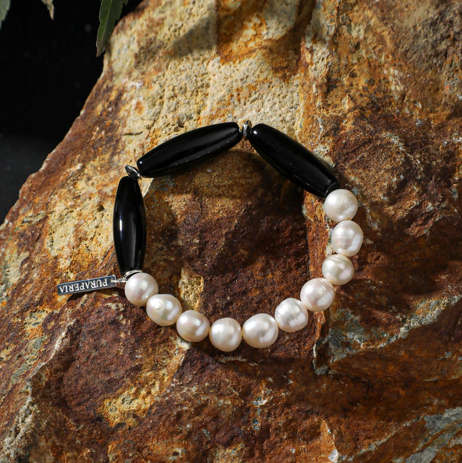 Soft Auspice‑Black Onyx Pearl Luck Bracelet