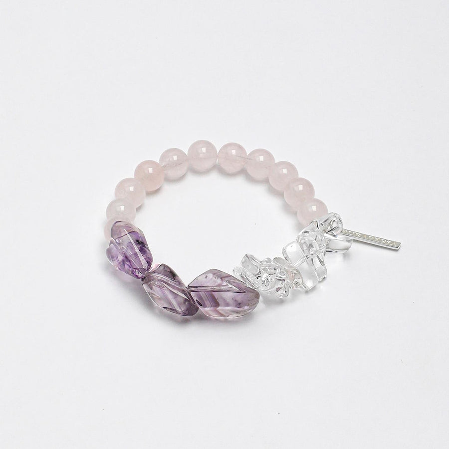 Soft Hue‑Amethyst Rose Quartz Tumbled Stone Bracelet