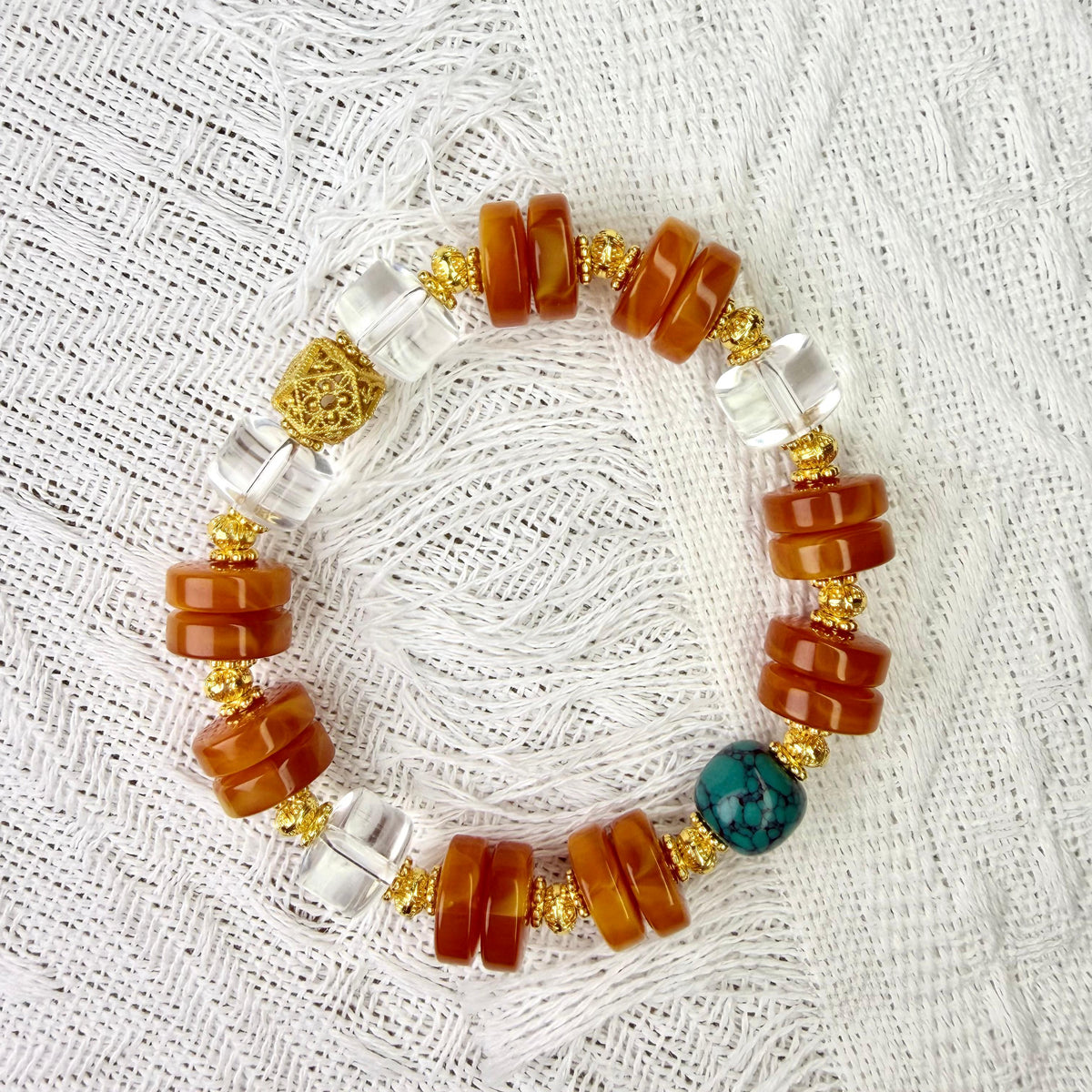 Amber‑Turquoise Bracelet for Warmth & Free‑Spirited Energy