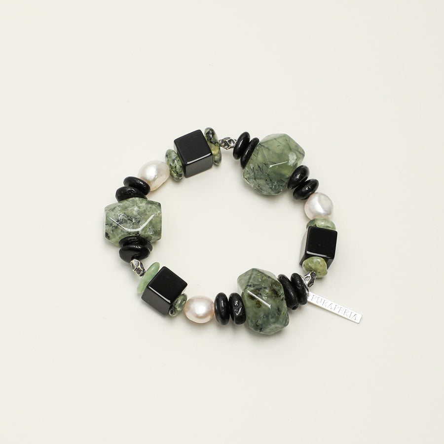 Verdant Vein‑Prehnite Multi Shape Mix Bracelet