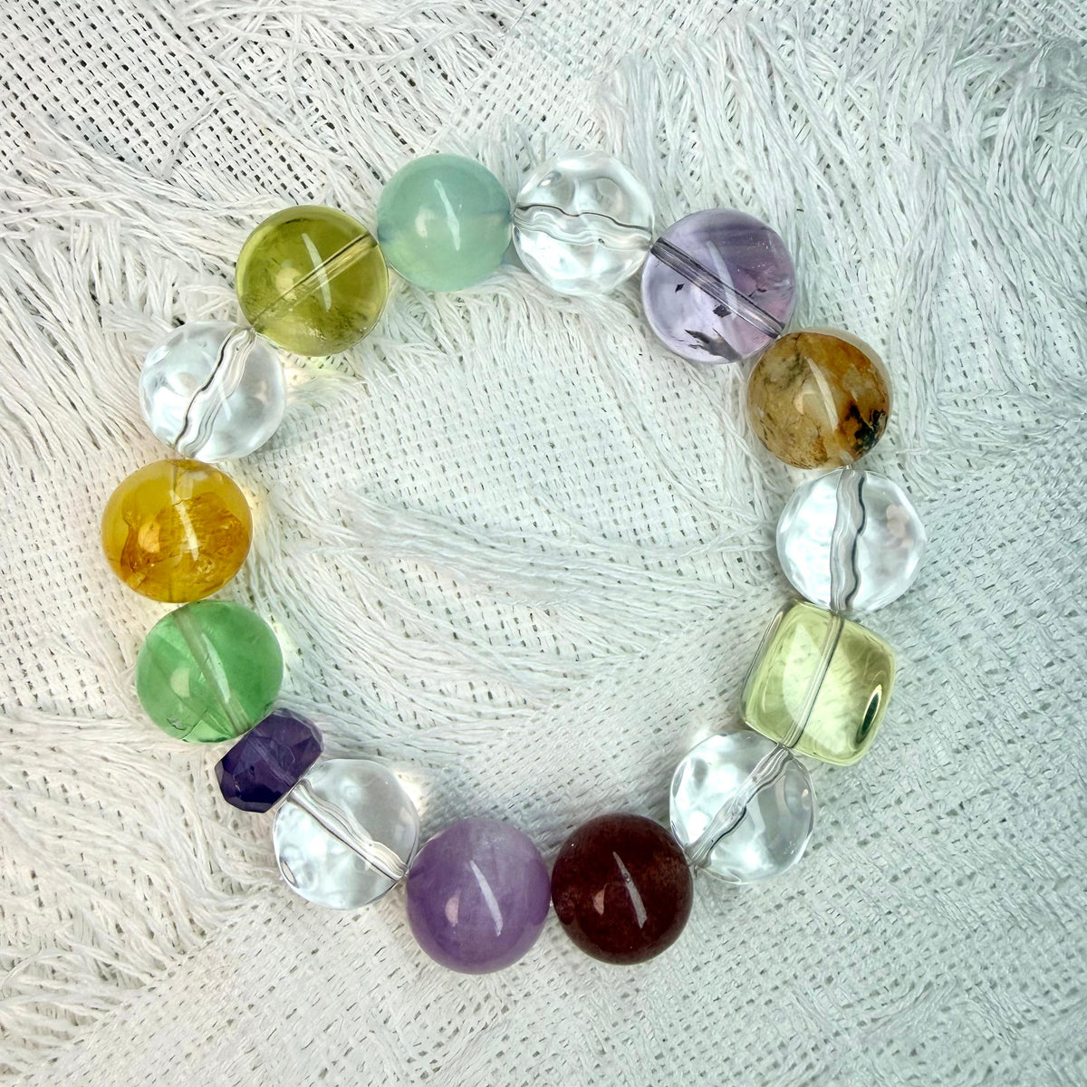 Vibrant Multi‑Shape Mixed‑Gem Bracelet, Layered Natural Crystals For Holistic Wellness Styling